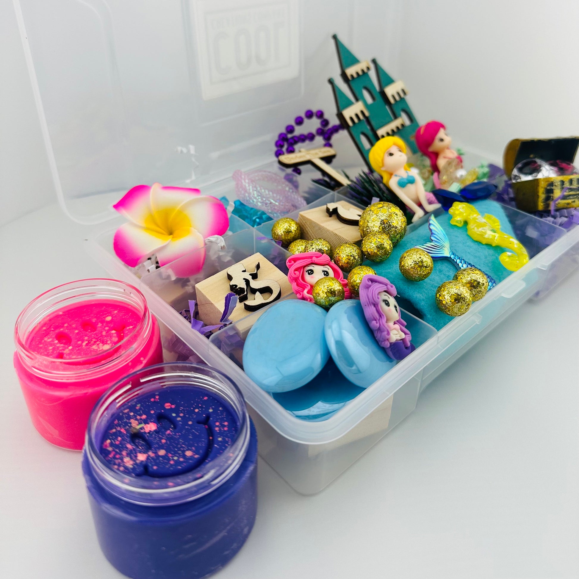 Mermaid Sensory Bin, Play Dough kit, Playdough kit, playdoh kit, play doh kit, Sensory Kit, Kids gift, Imaginary Play, Kids gift, busy box