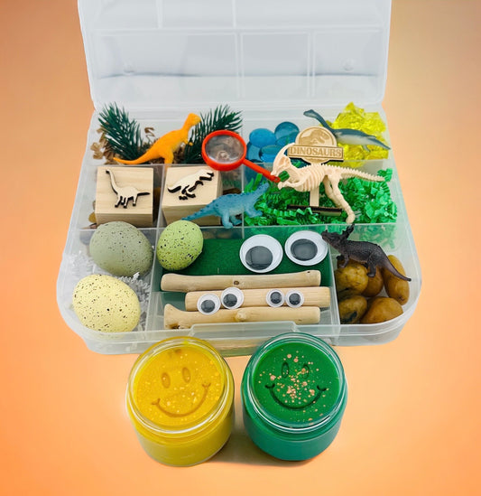 Dinosaur Play Dough, Dinosaur Sensory Bin, Archaeology Busy Box, Educational Adventure Toy boxes, Gifts for Boys