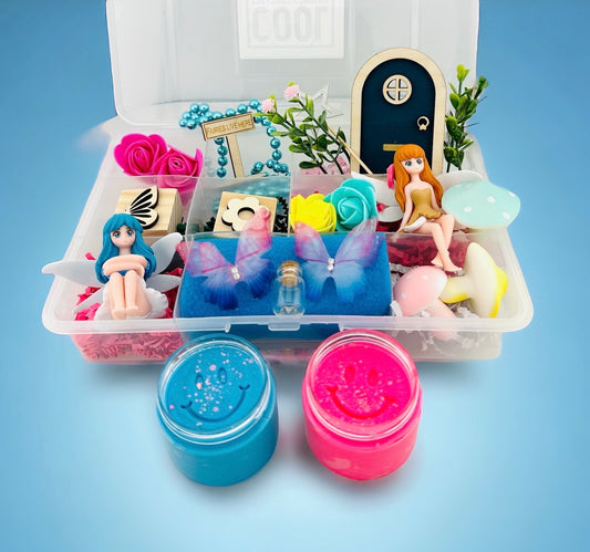 Fairy Garden Pkay Dough Sensory Kit, Kinetic Sand Sensory Bin, Fairy Door Play Dough Activity Box, Montessori Toys, Birthday Gift For Girl
