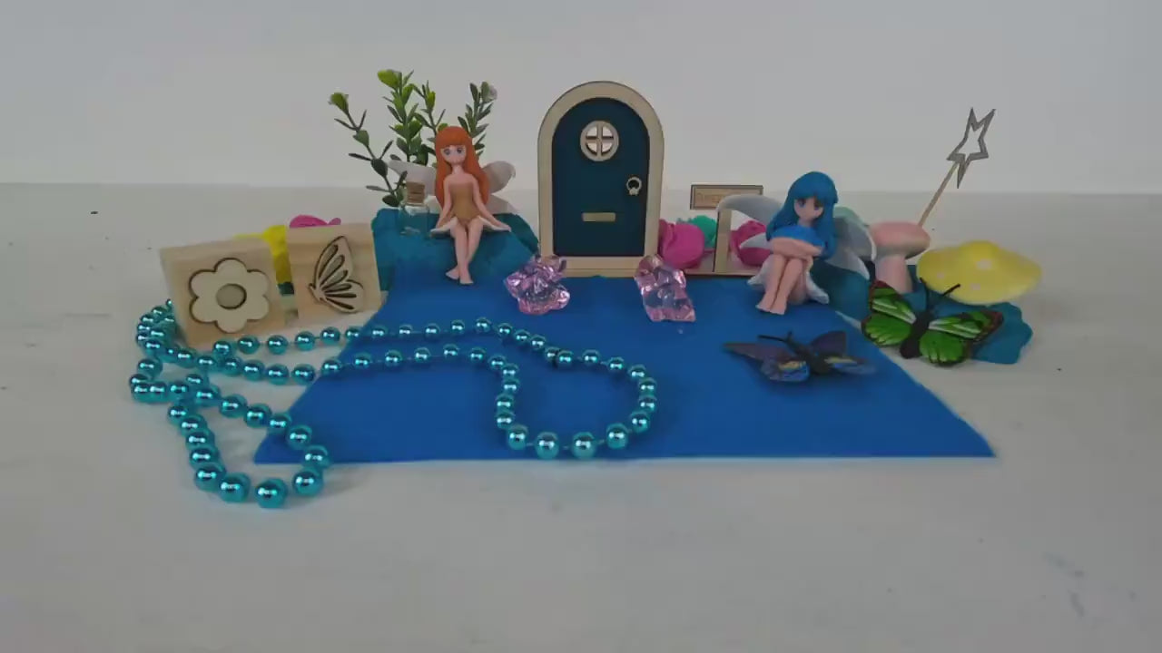 Fairy Garden Pkay Dough Sensory Kit, Kinetic Sand Sensory Bin, Fairy Door Play Dough Activity Box, Montessori Toys, Birthday Gift For Girl