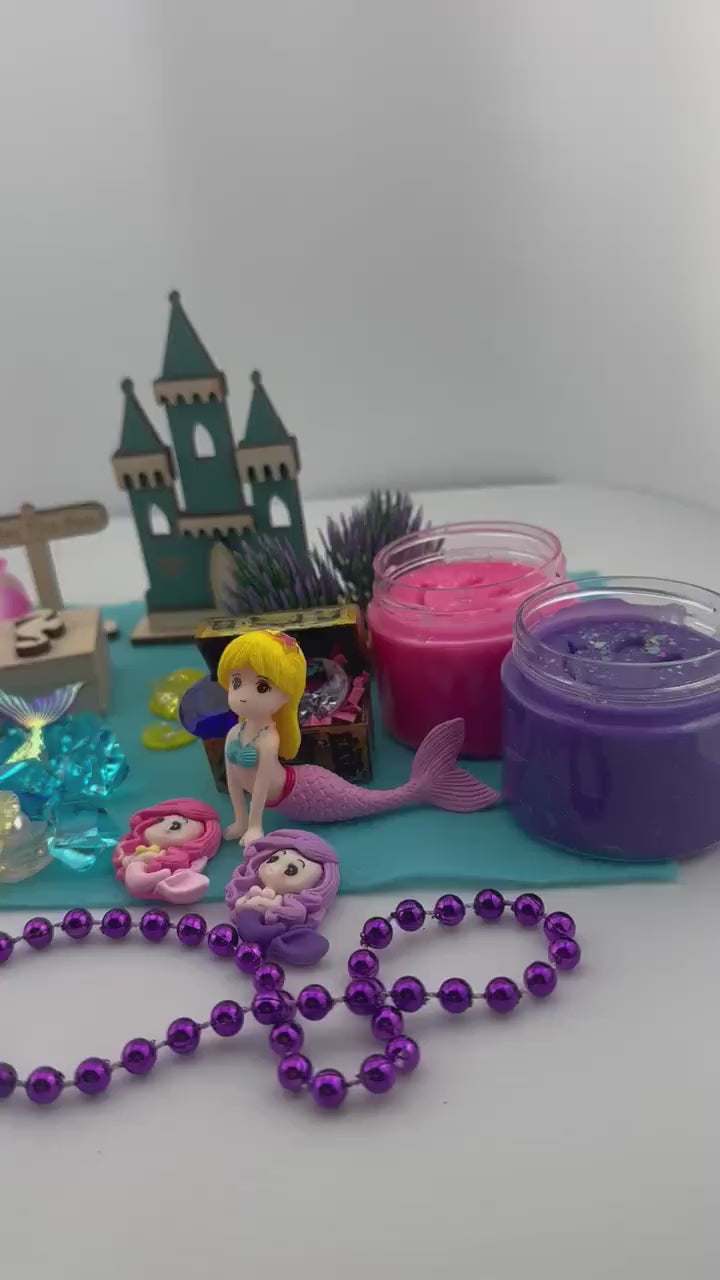 Mermaid Sensory Play Dough kit, Under the Sea Busy Box, Mermaid Castle Sensory Bin, gifts for girls, Birthday gifts for Children