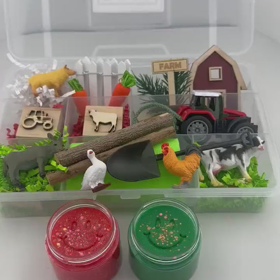 Farm Sensory Play Dough Kit, Farm Animal Busy Box, Farm Activity Boxes for Boys, Birthday gifts for Children, Farm Animal Activity Box