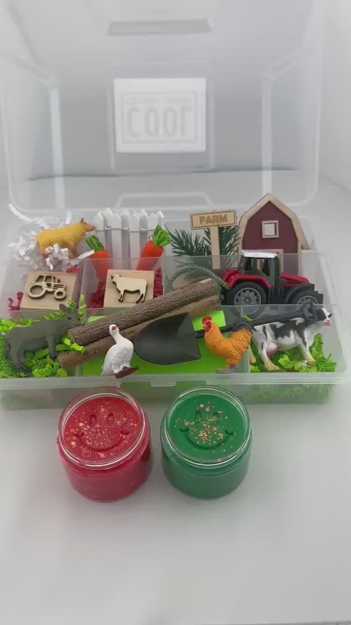 Farm Sensory Play Dough Kit, Farm Animal Busy Box, Farm Activity Boxes for Boys, Birthday gifts for Children, Farm Animal Activity Box