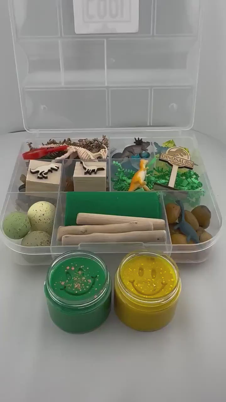 Dinosaur Play Dough, Dinosaur Sensory Bin, Archaeology Busy Box, Educational Adventure Toy boxes, Gifts for Boys